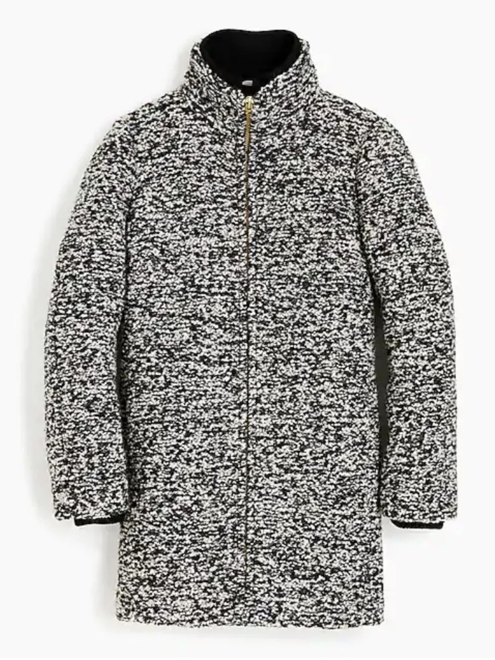 J.Crew Lodge Coat in Speckled Bouclé luxury Italian Wool Black White Size 10 - Picture 3 of 10